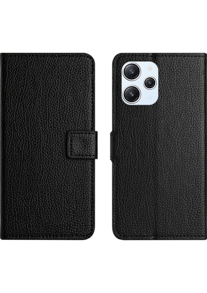 Xiaomi Redmi 12 4g Litchi Doku Cüzdan Telefon Kılıfı Pu Dergi Tam Koruma Stand Kapağı (Yurt Dışından)