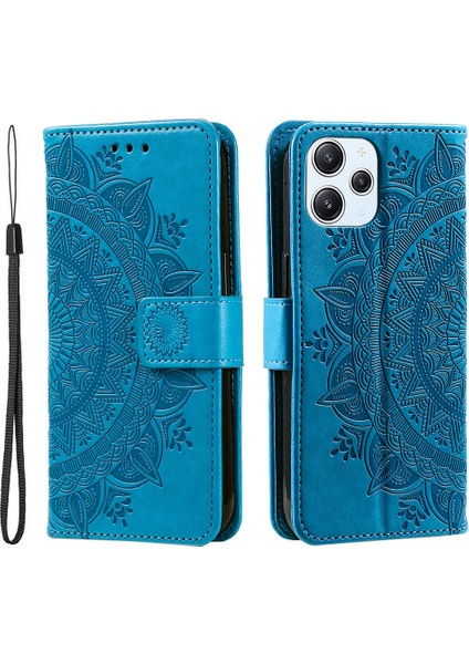 Xiaomi Redmi 12 4g Pu Deri Mandala Çiçek Izni Cüzdan Telefon Kılıfı Kayış (Yurt Dışından)