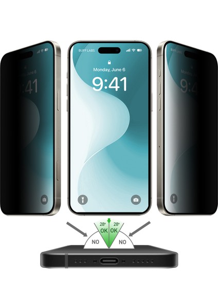 Buff iPhone 16 5d Privacy Easyfit Hayalet Ekran Koruyucu - Şeffaf fiyatları