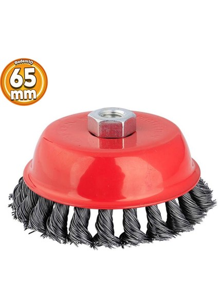 65 mm M14 Çanak Fırça Burgulu Paslanmaz Pas Kir Boya Kazıma Temizleme Taşlama Zımparalama Parlatma