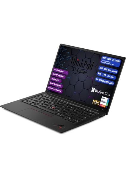 Thınkpad X1 Carbon G11 I7-1365U 32 GB 1 TB SSD 14" WUXGA Windows 11 Pro 4G LTE 21HNSBDJ00