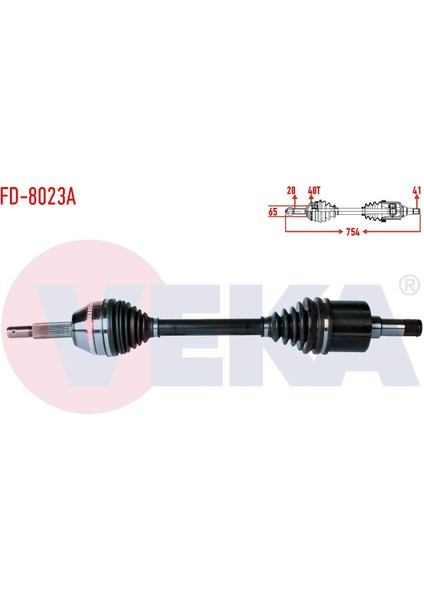 Komple Aks Sol Ön Ford Transıt (V347) 2.2 Tdcı 115PS-140PS (Kalın Mıl) Abslı 48 Dıs Uzunluk 754MM 2006-2014