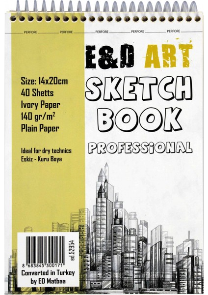 Sketch Book Professional 14x20cm 40yp 140gr Eskiz Çizim D