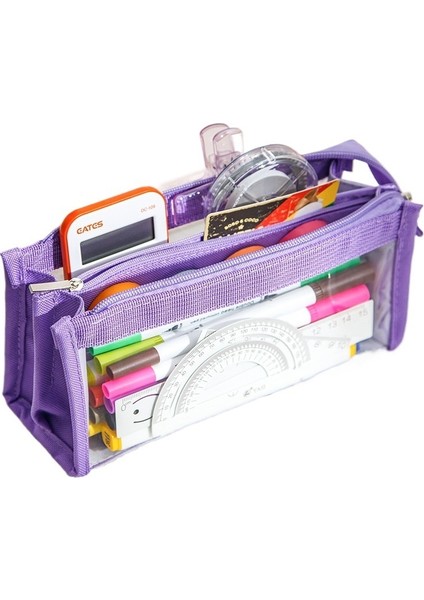 Karikatür Büyük Kapasiteli Kalem Çantası, Şeffaf Yüksek Görünümlü Kız Kalem Kutusu, Ilkokul Öğrencileri Için Çok Fonksiyonlu Kalem Kutusu (Yurt Dışından)