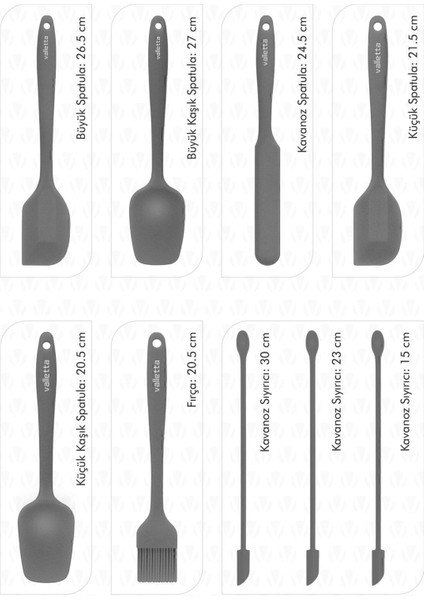 VALLETTA VLT1178 DRONGO 9'LU SPATULA SET GRİ