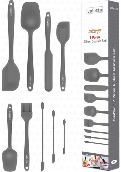 VALLETTA VLT1178 DRONGO 9'LU SPATULA SET GRİ