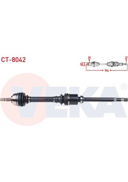 Komple Aks Sag Ön Cıtroen C5 I (Dc) 2.0 Hdı M-T Uzunluk 944MM 2001-2004