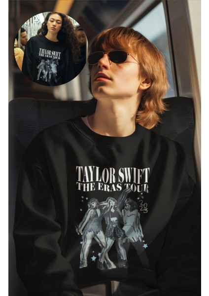 Unisex Taylor Swift Konser Baskılı Kapüşonsuz Sweatshirt, Oversize The Eras Tour Baskılı Sweat