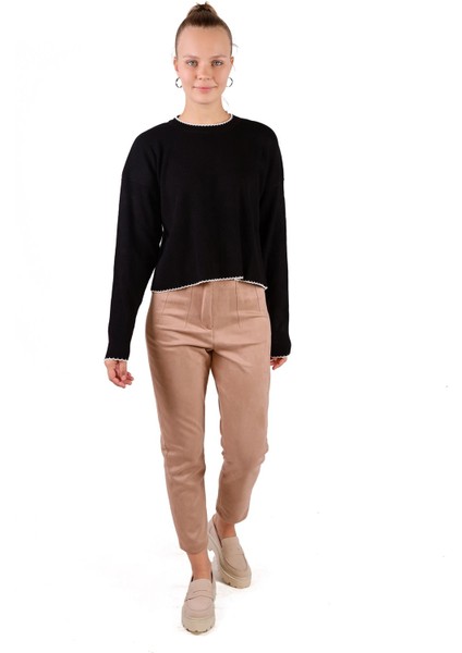 24245 Çoban Dikiş Detay Kazak Siyah