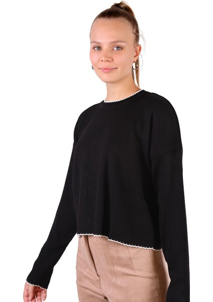 24245 Çoban Dikiş Detay Kazak Siyah fiyatları