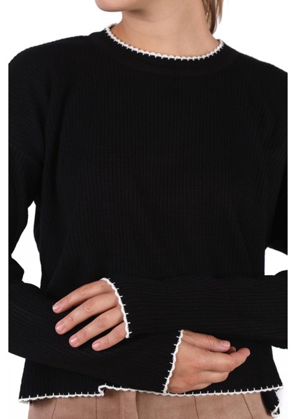 24245 Çoban Dikiş Detay Kazak Siyah fırsatları