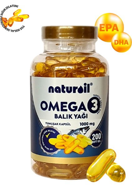 Omega 3 Balık Yağı Yumuşak Kapsül Epa-Dha 100 mg 200 Kapsül