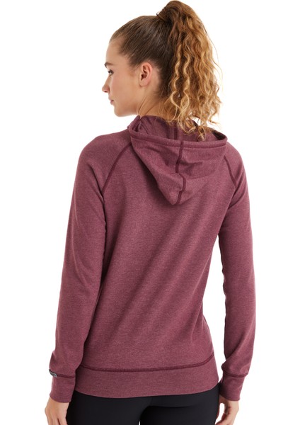 Kadın Termal Kapşonlu Sweatshirt 2. Seviye 5938 - Bordo