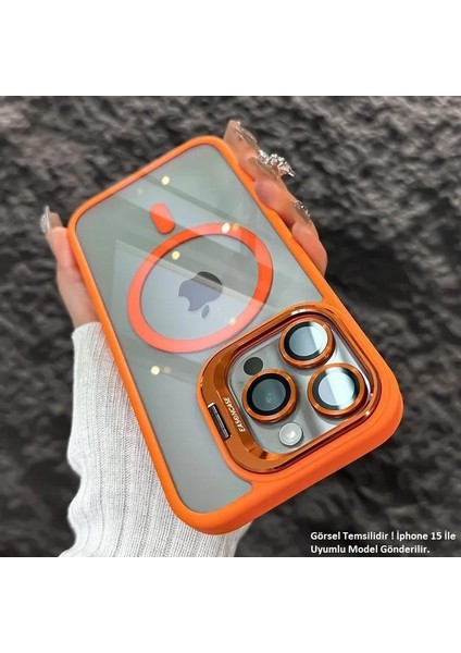 iPhone 15 Pro Max Kılıf Klon Stantlı + Lens Korumalı Magsafe Kapak