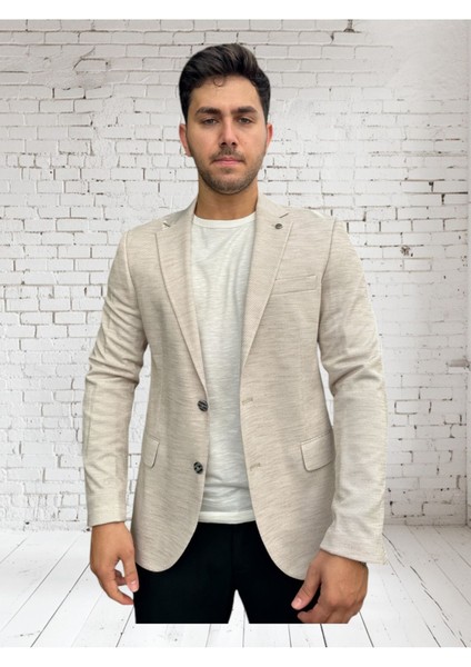 Vad Açık Gri Dokulu Erkek Blazer Spor Ceket 1412