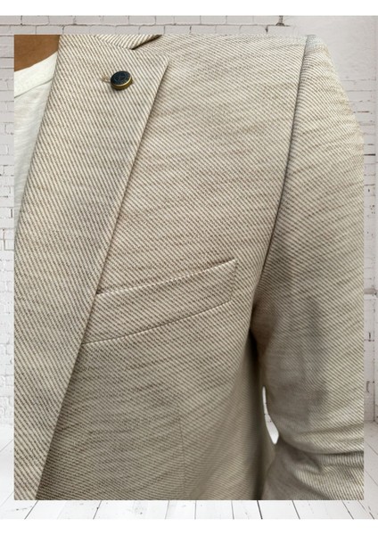 Vad Açık Gri Dokulu Erkek Blazer Spor Ceket 1412