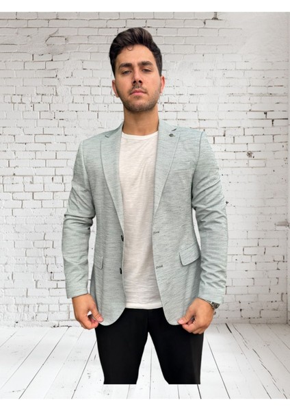 Vad Açık Gri Dokulu Erkek Blazer Spor Ceket 1412 fiyatları