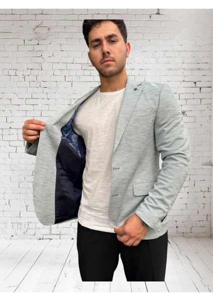 Vad Açık Gri Dokulu Erkek Blazer Spor Ceket 1412 indirimleri
