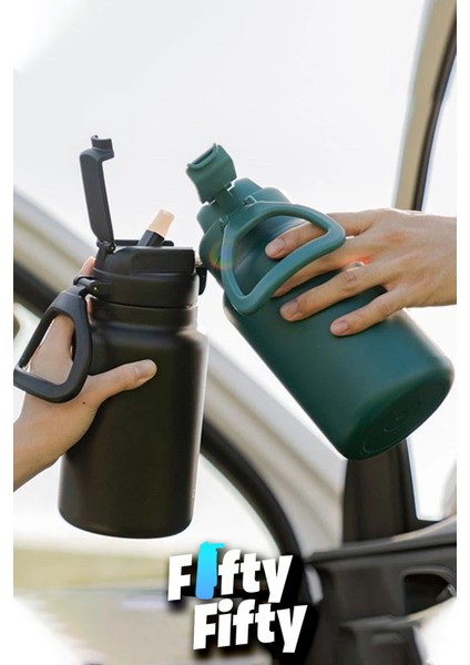 Dıller 1000ML Pipetli Taşıma Kulplu Çelik Matara 6 Saat Sıcak/soğuk Tutma Süresi 4 Farklı Renk