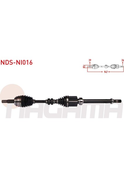 Komple Aks Sag Ön Uzunluk 699MM Nıssan Qashqaı (J11) 1.2 Dıg-T - 1.5 Dcı M-T 2014-