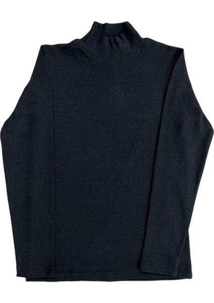 Erkek Normal Beden Düz Yarım Balıkçı Uzun Kol Sweatshirt