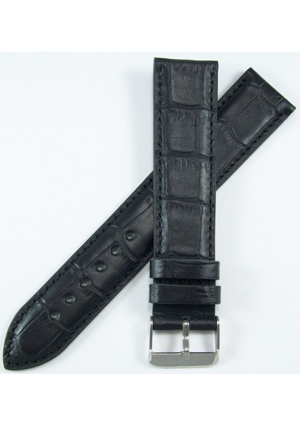 Bizon Ekstra Uzun Deri Saat Kayışı 24MM Siyah Xxl Uzun Kroko Baskı Spor Saat Kordonu fırsatları