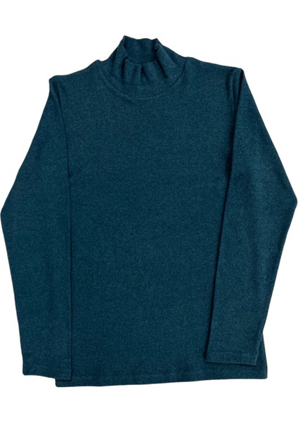 Erkek Normal Beden Düz Yarım Balıkçı Uzun Kol Sweatshirt