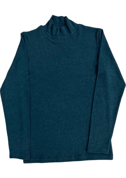 Erkek Normal Beden Düz Yarım Balıkçı Uzun Kol Sweatshirt