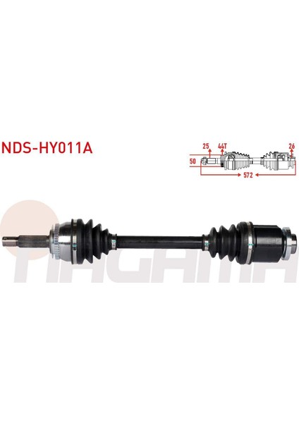 Komple Aks Sag Ön Abslı 44 Dıs Uzunluk 572MM Hyundaı Accent Admıre 1.5 Crdı 3 Pıstonlu 2003-2006