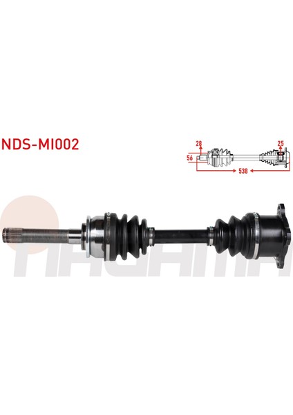 Komple Aks Sag Ön Uzunluk 537,5mm Mıtsubıshı L 200 (k7t,k6t) 2.5 Td 4x4 1996-2007/ Pajero Iı (v3w,v2w,v4w) 2.5 Td 1990-1999