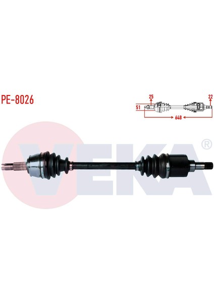 Komple Aks Sol Ön Peugeot Bıpper (Aa) 1.4 Hdı Uzunluk 648MM 2008-