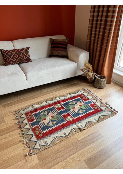 76x123 cm Boho Stili Yıkanabilir El Dokuma Anadolu Kilimi Mutfak Ve Salon Için Kilim