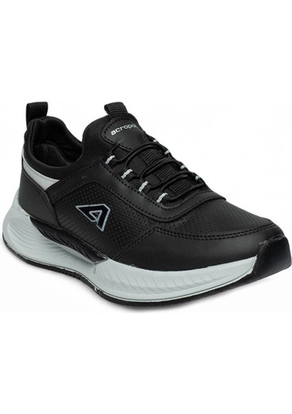 137-24 Deri Sneaker Erkek Spor Ayakkabı Siyah Gümüş