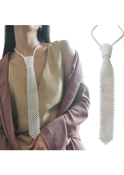 Lovisa Accessories El Yapımı Inci Kravat, Inci Kolye, Kadın Boncuk Kravat