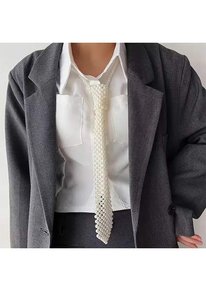 El Yapımı Inci Kravat, Inci Kolye, Kadın Boncuk Kravat