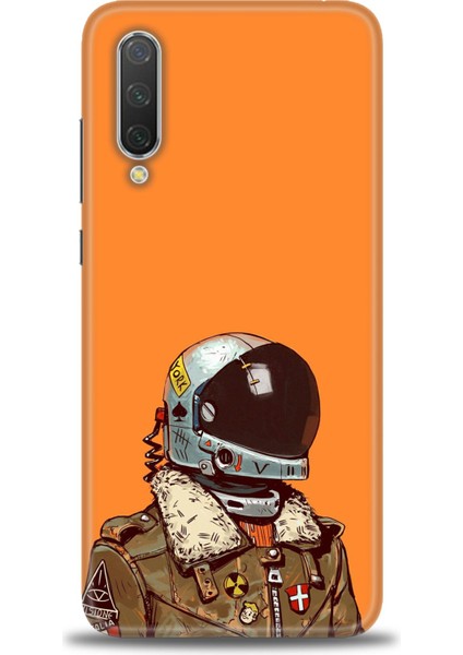 Xiaomi Mi 9 Se Kılıf Hd Baskılı Kılıf - Turuncu Astronot + 9h Nano Ekran Koruyucu