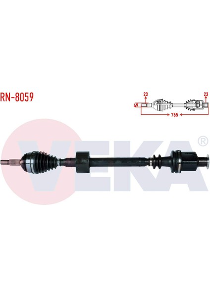 Komple Aks Sag Ön Dacıa Logan (Ls) 1.5 Dcı Uzunluk 765MM 2004-2012