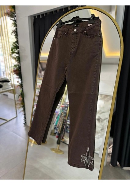25W2400 Yapraklı Taşlı Kot Pantolon
