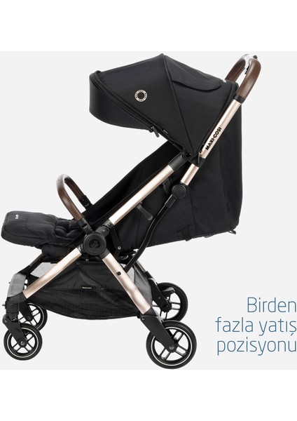 Eva Otomatik Katlanan Kompakt Bebek Arabası Essential Black Champagne