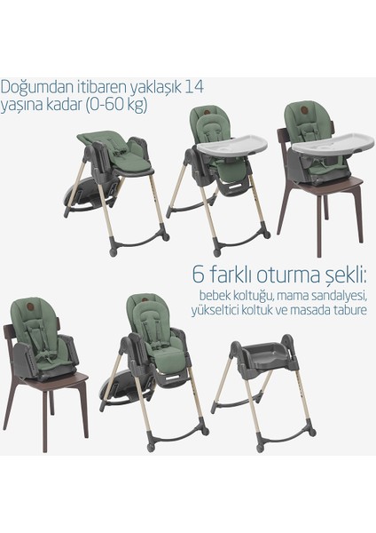 Minla 6'sı Bir Arada Ahşap Görünümlü Mama Sandalyesi Beyond Green Eco