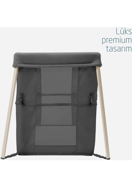 Iris 2 'si Bir Arada Anne Yanı Beşik ve Taşınabilir Çift Katlı Park Yatak Beyond Graphite Eco