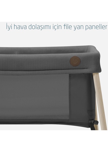 Iris 2 'si Bir Arada Anne Yanı Beşik ve Taşınabilir Çift Katlı Park Yatak Beyond Graphite Eco
