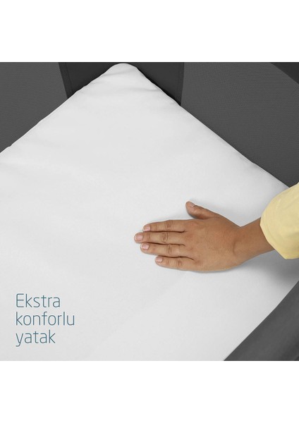 Iris 2 'si Bir Arada Anne Yanı Beşik ve Taşınabilir Çift Katlı Park Yatak Beyond Graphite Eco