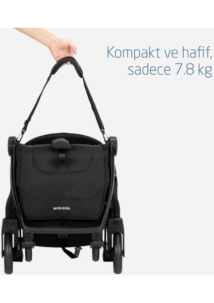 Eva Otomatik Katlanan Kompakt Bebek Arabası Essential Black