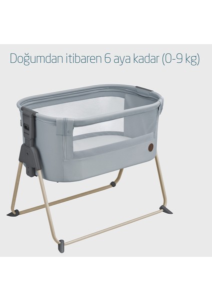 Tori Hafif Kompakt ve Katlanabilir Anne Yanı Beşik Beyond Grey