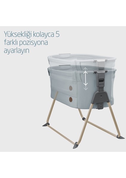 Tori Hafif Kompakt ve Katlanabilir Anne Yanı Beşik Beyond Grey