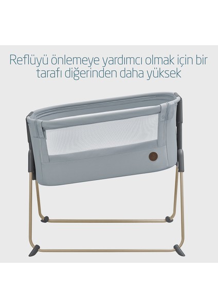 Tori Hafif Kompakt ve Katlanabilir Anne Yanı Beşik Beyond Grey
