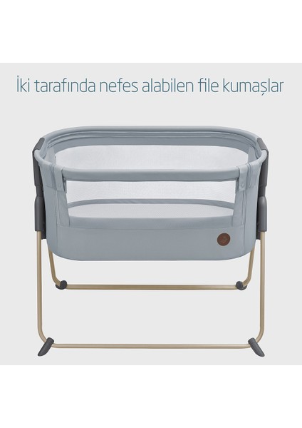 Tori Hafif Kompakt ve Katlanabilir Anne Yanı Beşik Beyond Grey