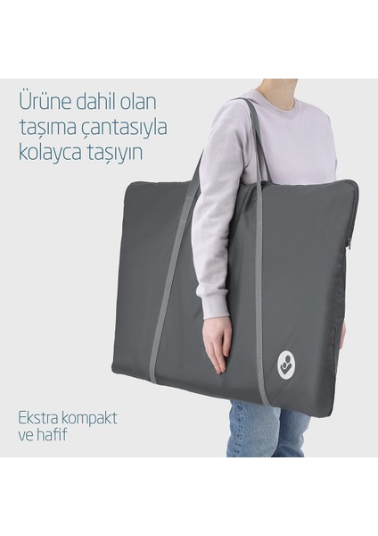 Tori Hafif Kompakt ve Katlanabilir Anne Yanı Beşik Beyond Grey