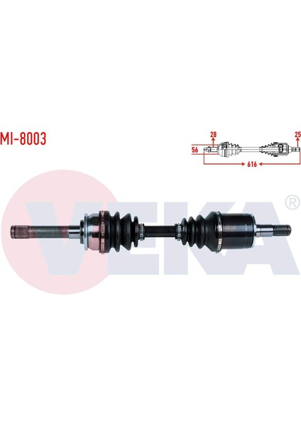 Komple Aks Sol Ön Uzunluk 614mm Mıtsubıshı L 200 (k7t,k6t) 2.5 Td 4x4 1996-2007/ Pajero Iı (v3w,v2w,v4w) 2.5 Td 1990-1999